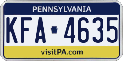 PA license plate KFA4635