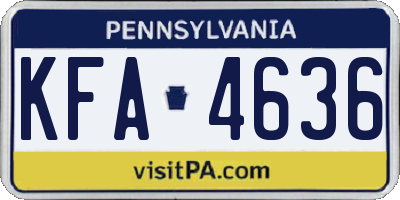 PA license plate KFA4636
