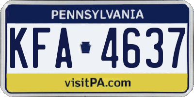 PA license plate KFA4637