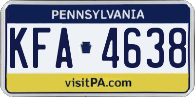 PA license plate KFA4638