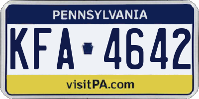 PA license plate KFA4642