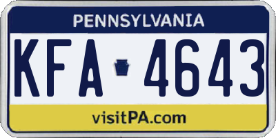 PA license plate KFA4643