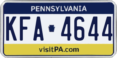 PA license plate KFA4644