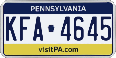 PA license plate KFA4645