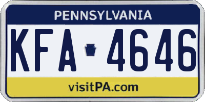 PA license plate KFA4646