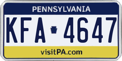PA license plate KFA4647