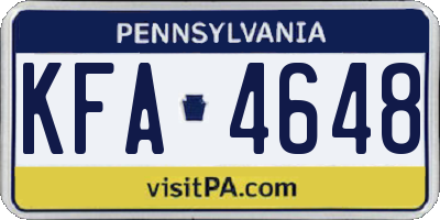 PA license plate KFA4648