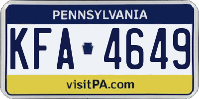 PA license plate KFA4649
