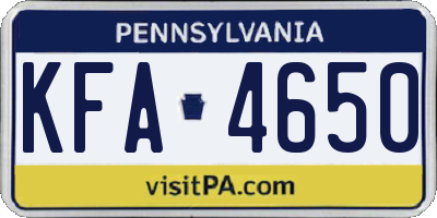 PA license plate KFA4650