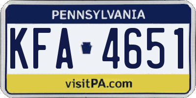 PA license plate KFA4651