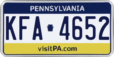 PA license plate KFA4652