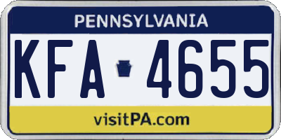 PA license plate KFA4655