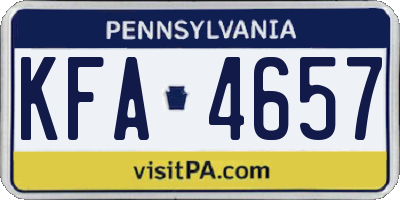 PA license plate KFA4657