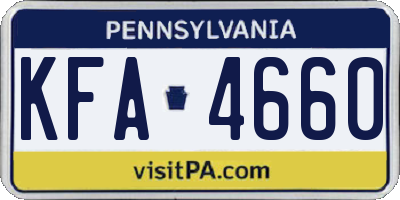 PA license plate KFA4660