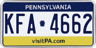 PA license plate KFA4662