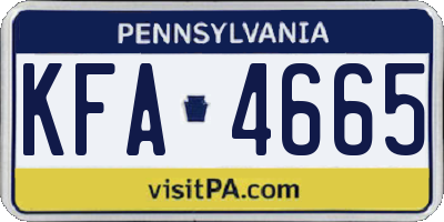 PA license plate KFA4665