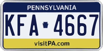 PA license plate KFA4667
