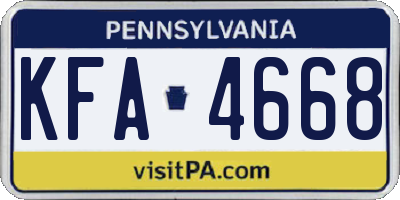 PA license plate KFA4668
