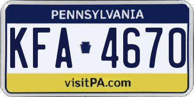 PA license plate KFA4670
