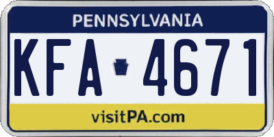 PA license plate KFA4671