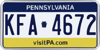 PA license plate KFA4672