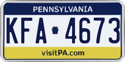 PA license plate KFA4673