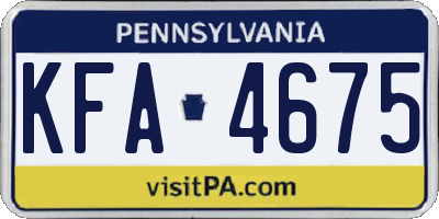 PA license plate KFA4675
