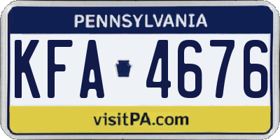 PA license plate KFA4676