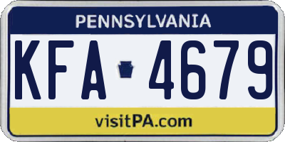 PA license plate KFA4679