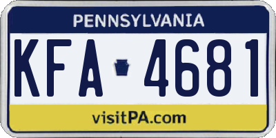 PA license plate KFA4681