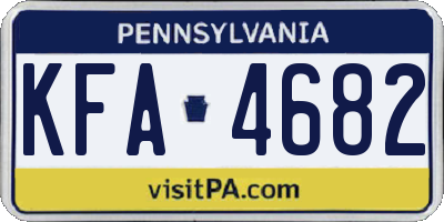PA license plate KFA4682