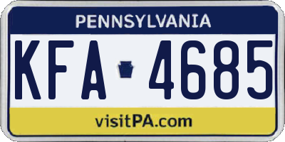 PA license plate KFA4685
