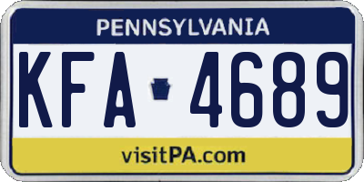 PA license plate KFA4689