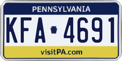 PA license plate KFA4691