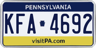 PA license plate KFA4692