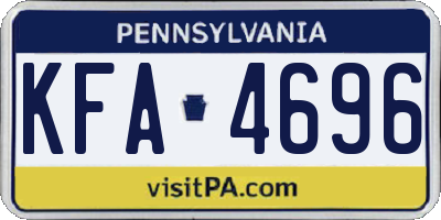 PA license plate KFA4696
