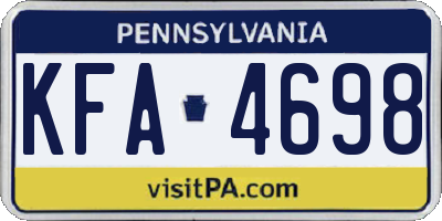 PA license plate KFA4698