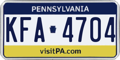 PA license plate KFA4704