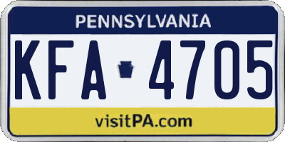 PA license plate KFA4705