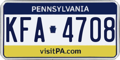 PA license plate KFA4708