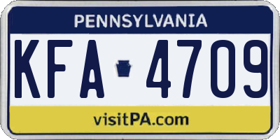 PA license plate KFA4709