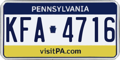PA license plate KFA4716