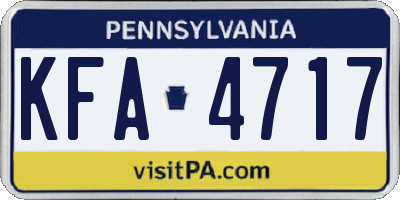 PA license plate KFA4717