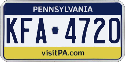 PA license plate KFA4720