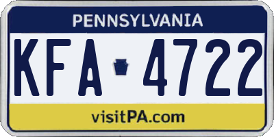 PA license plate KFA4722