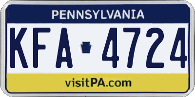 PA license plate KFA4724