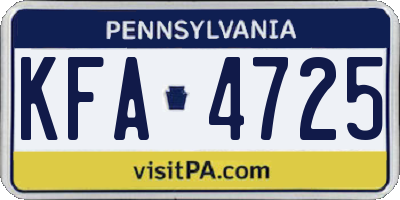 PA license plate KFA4725