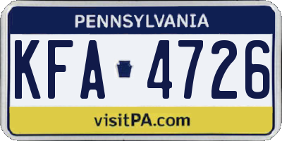 PA license plate KFA4726