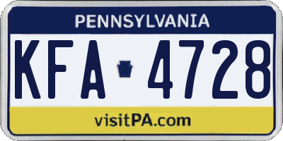 PA license plate KFA4728