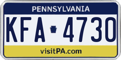PA license plate KFA4730